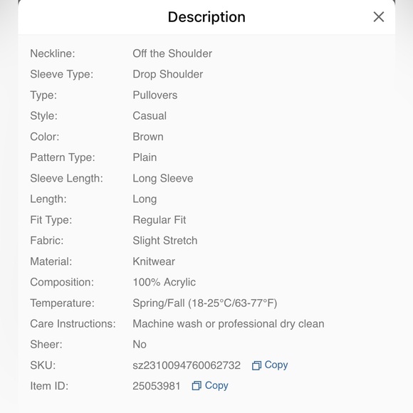 Brown sexy off the shoulder sweater - Picture 4 of 4